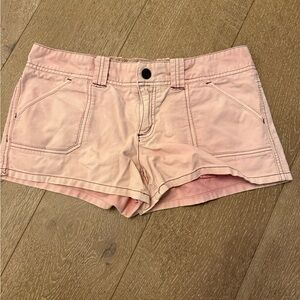 Womens American Eagle Outfitters AEO Light Pink Low Waist Cargo Shorts Size 10